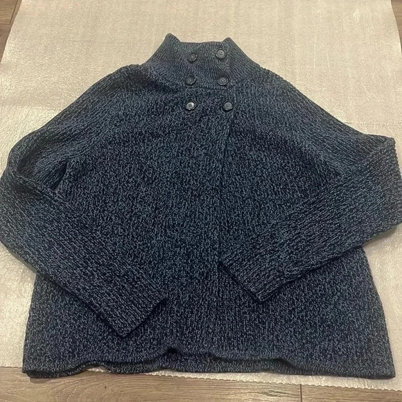 [L]Vintage Woolrich Blue chunky Knit  Cotton LS Cardigan - Picture 1 of 7